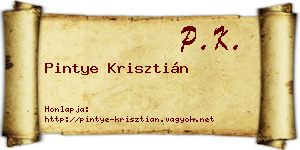 Pintye Krisztián névjegykártya